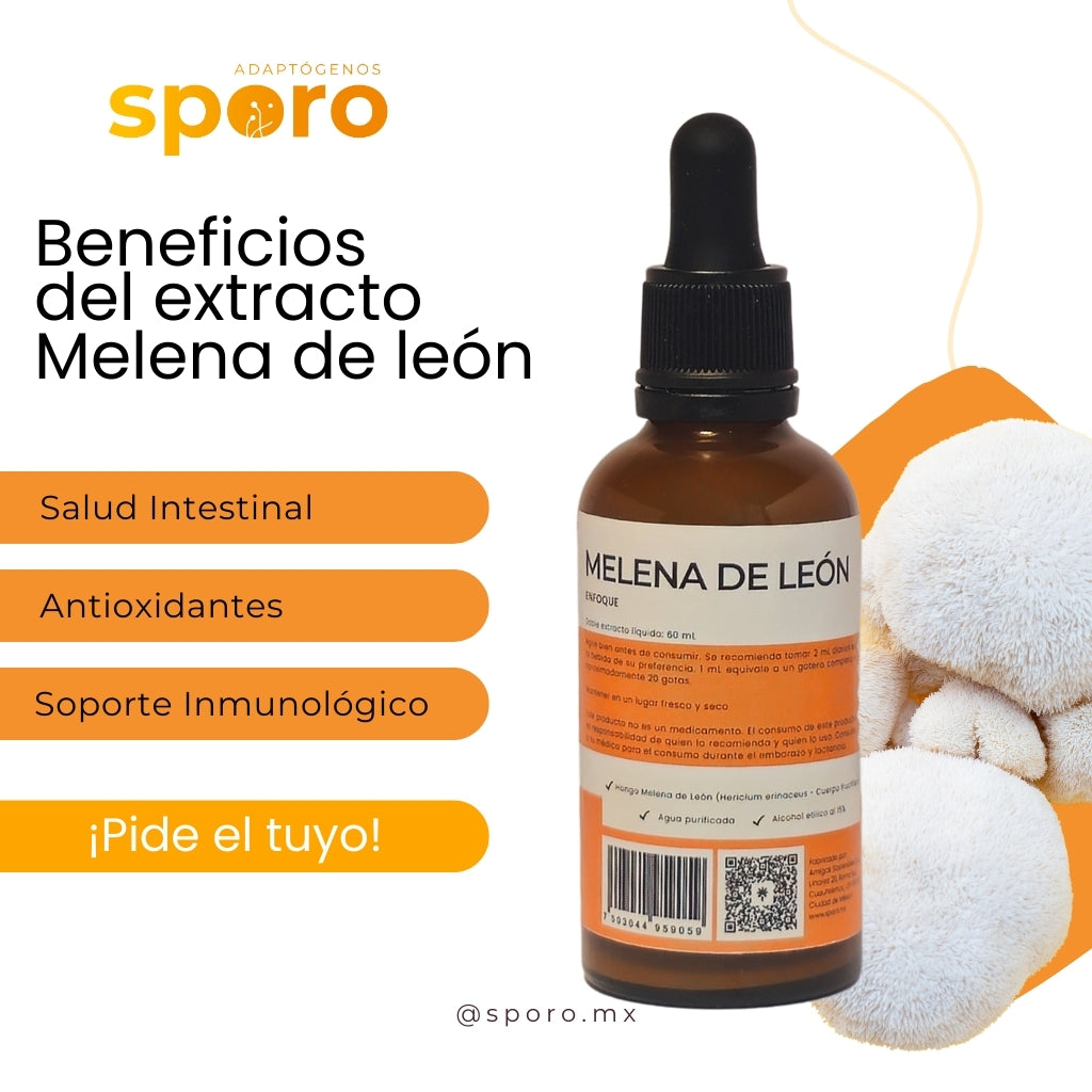 Hongo Adaptógeno Melena De León 50ml Sporo Extracto Líquido