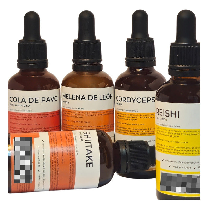 Kit Supremo 5 Extractos Líquidos De Hongos Sporo 5 Unid.